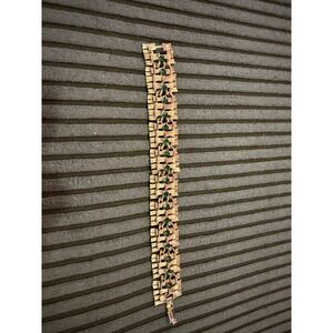 Vintage Lisner Gold Tone Textured Link Bracelet Emerald Green Rhinestone